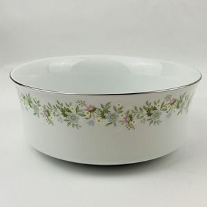 Haviland Forever Spring 7.5" Round Vegetable‎ Bowl Pastel Flowers Silver Rim